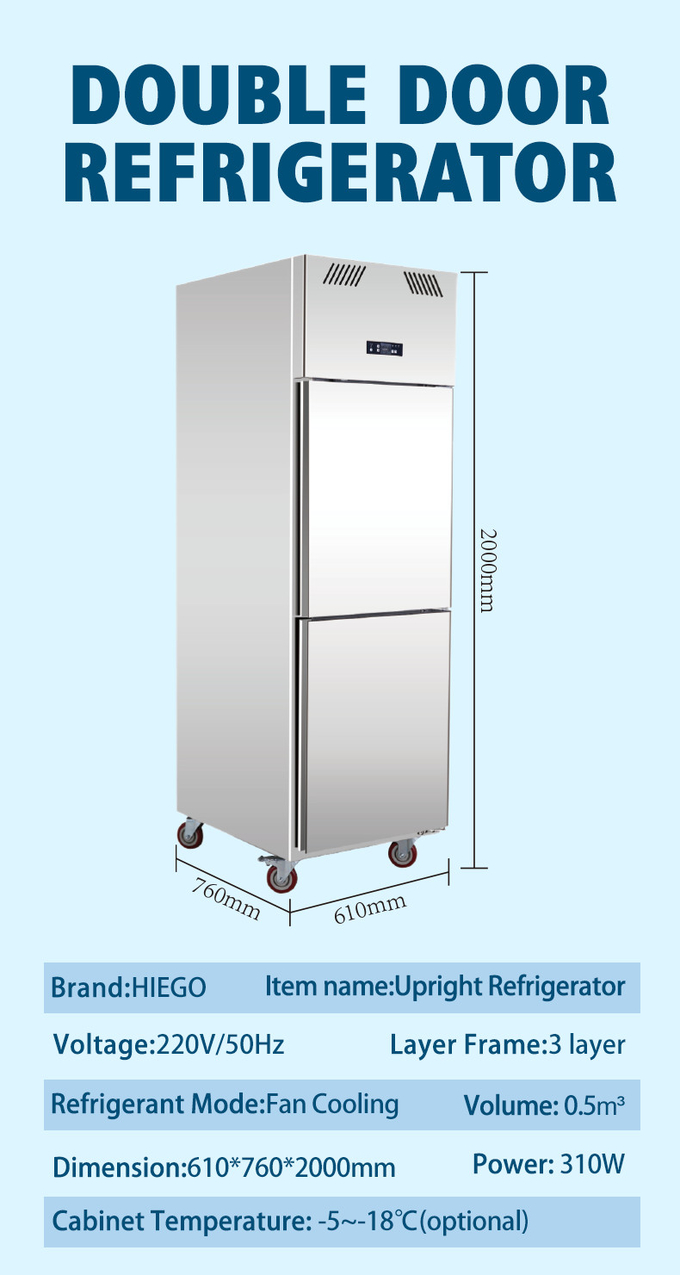 500L 상업적 입형결빙기 2 문 레스토랑 냉장 설비 0