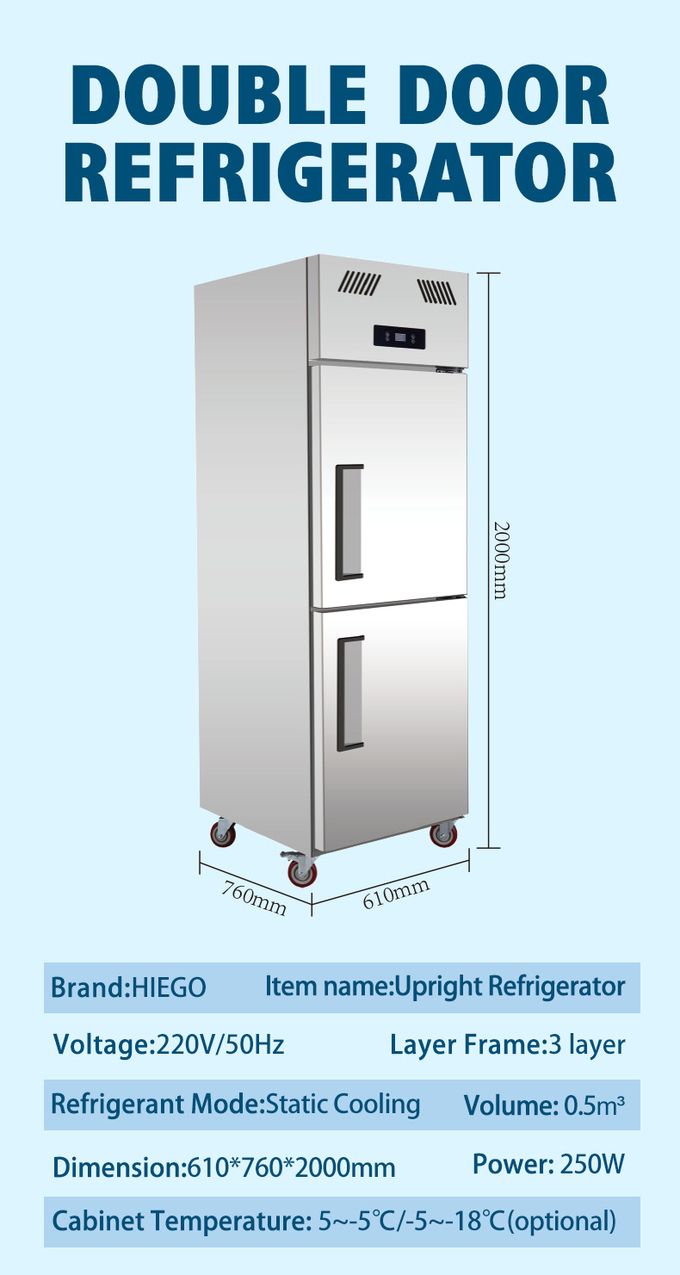 고기류 4 문을 위한 1000L 스테인레스 강 냉장고는 냉각 수직 주방 냉동기를 일으킵니다 9