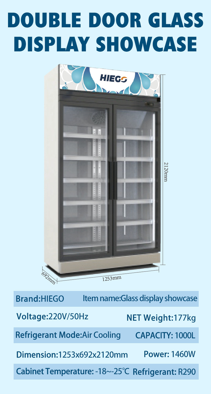 380L 주류및음료 냉동고 차가운 맥주 슈퍼마켓 디스플레이 유리 문 냉각장치 8