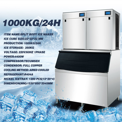 1Ton 큐브 제빙기 기계 크리스탈 1000kg/24H 대용량 제빙기