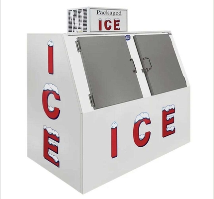 기울어진 전면과 자루에 넣어진 얼음 저장 용기 1699L 얼음 상인 냉장고
