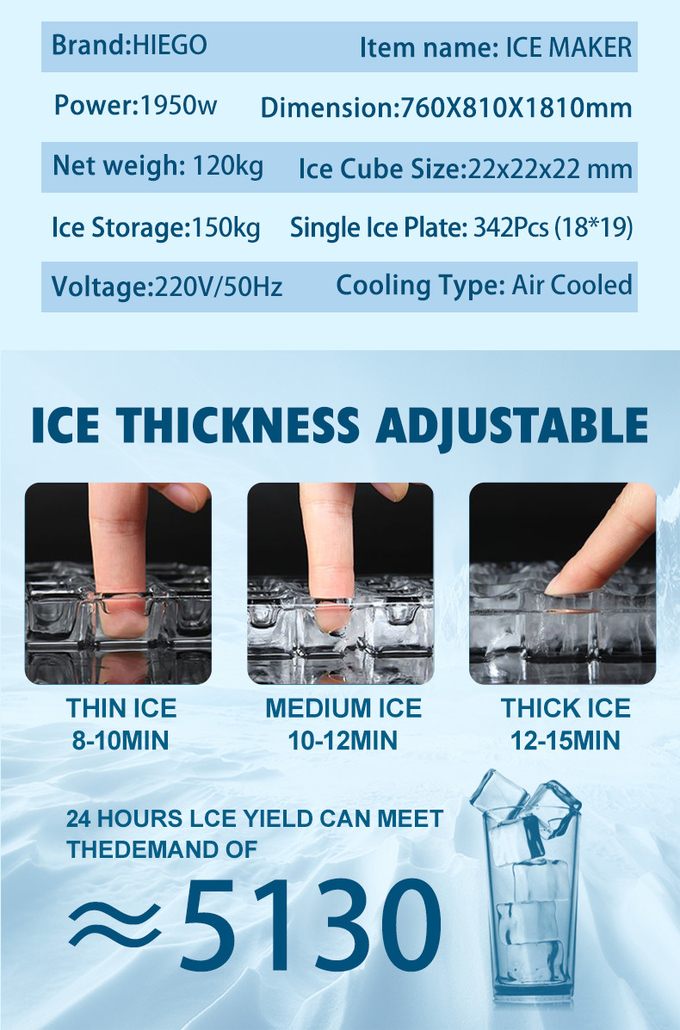냉장고 400kg 스테인리스 자동적인 얼음 공 제작자를 위한 상업적인 아이스 큐브 제작자 8