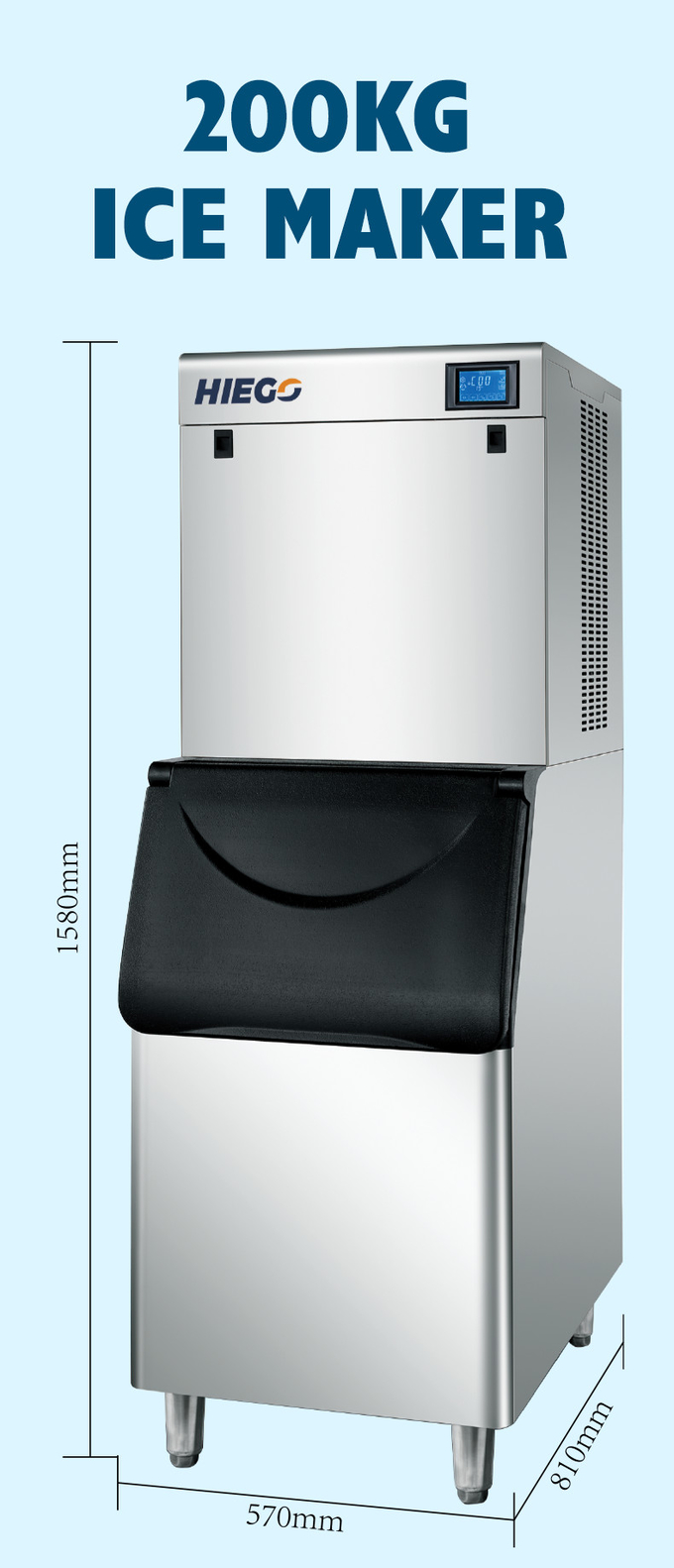 냉각되는 200kg 자동적인 제빙기 쪼개지는 아이스 큐브 제작자 기계 R404a 공기 7