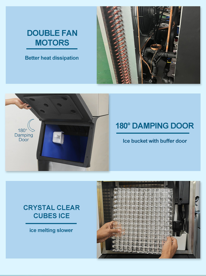 상업적인 아이스 큐브 제작자를 냉각하는 150kg 자동적인 제빙기 110kg 저장 공기 2