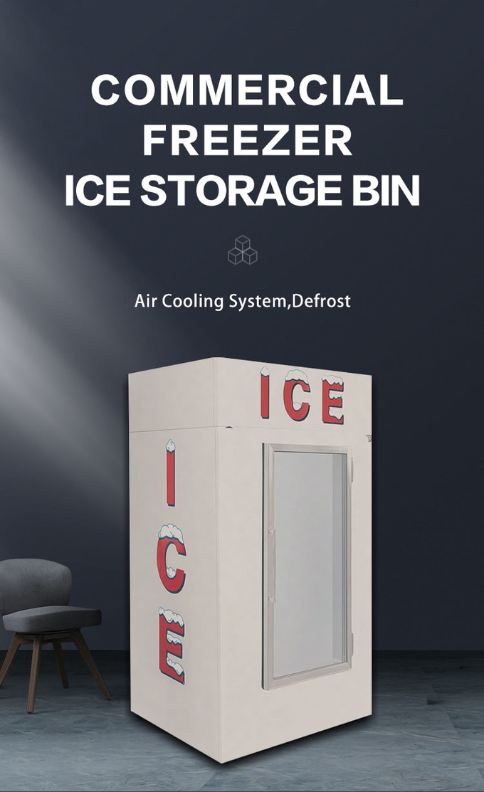 기울어진 전면과 자루에 넣어진 얼음 저장 용기 1699L 얼음 상인 냉장고 0