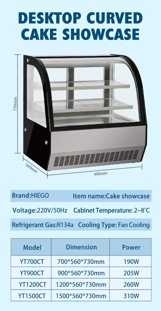 슈퍼마켓을 위한 R600a 케이크 전시 진열장 내각 진열장 케이크 냉각장치 0